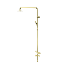 Mecca Care 32mm T Bar Grab Rail 1100x750mm Twin Shower Set Brushed Gold
