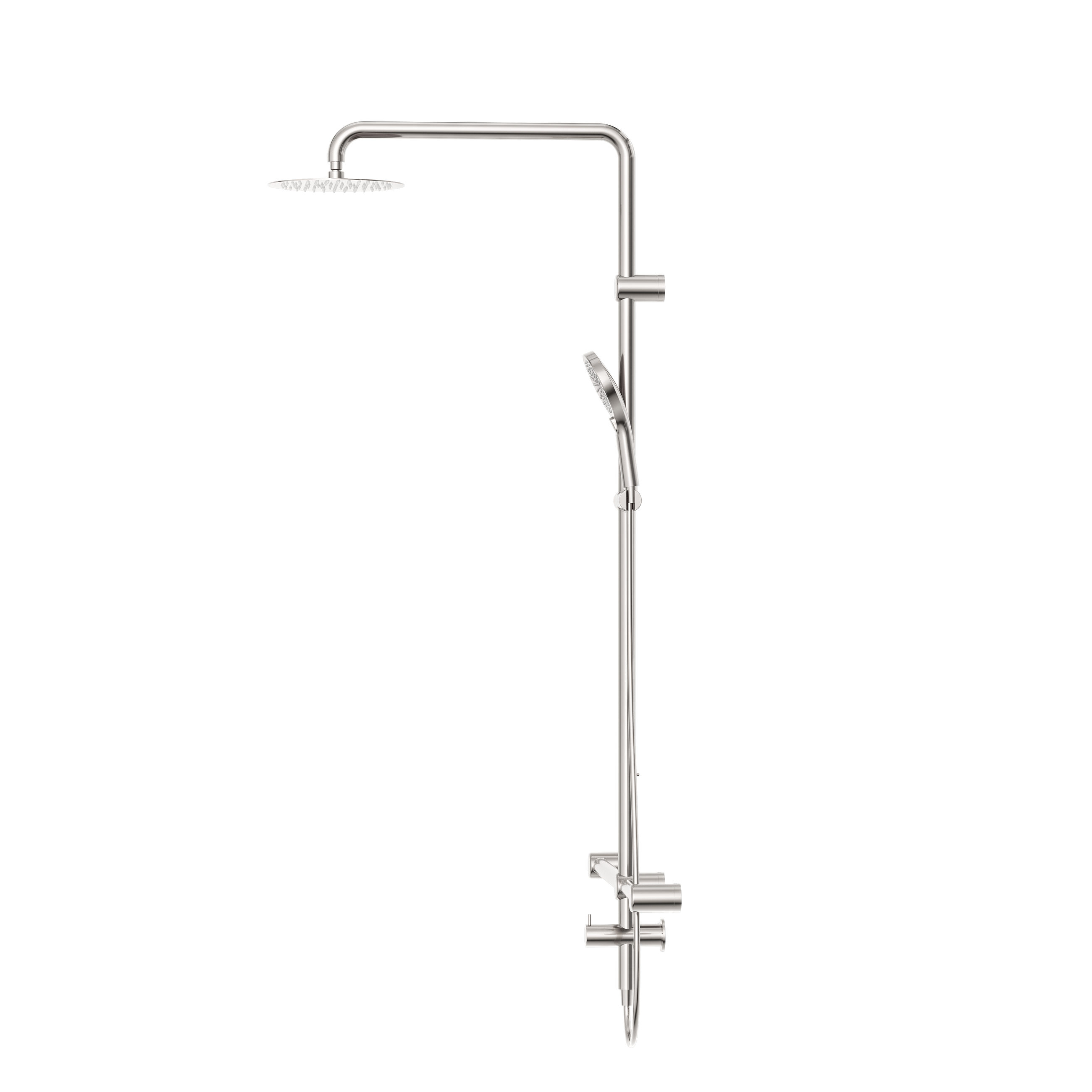 Mecca Care 32mm T Bar Grab Rail 1100x750mm Twin Shower Set Brushed Nickel
