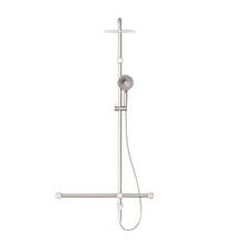 Mecca Care 32mm T Bar Grab Rail 1100x750mm Twin Shower Set Brushed Nickel