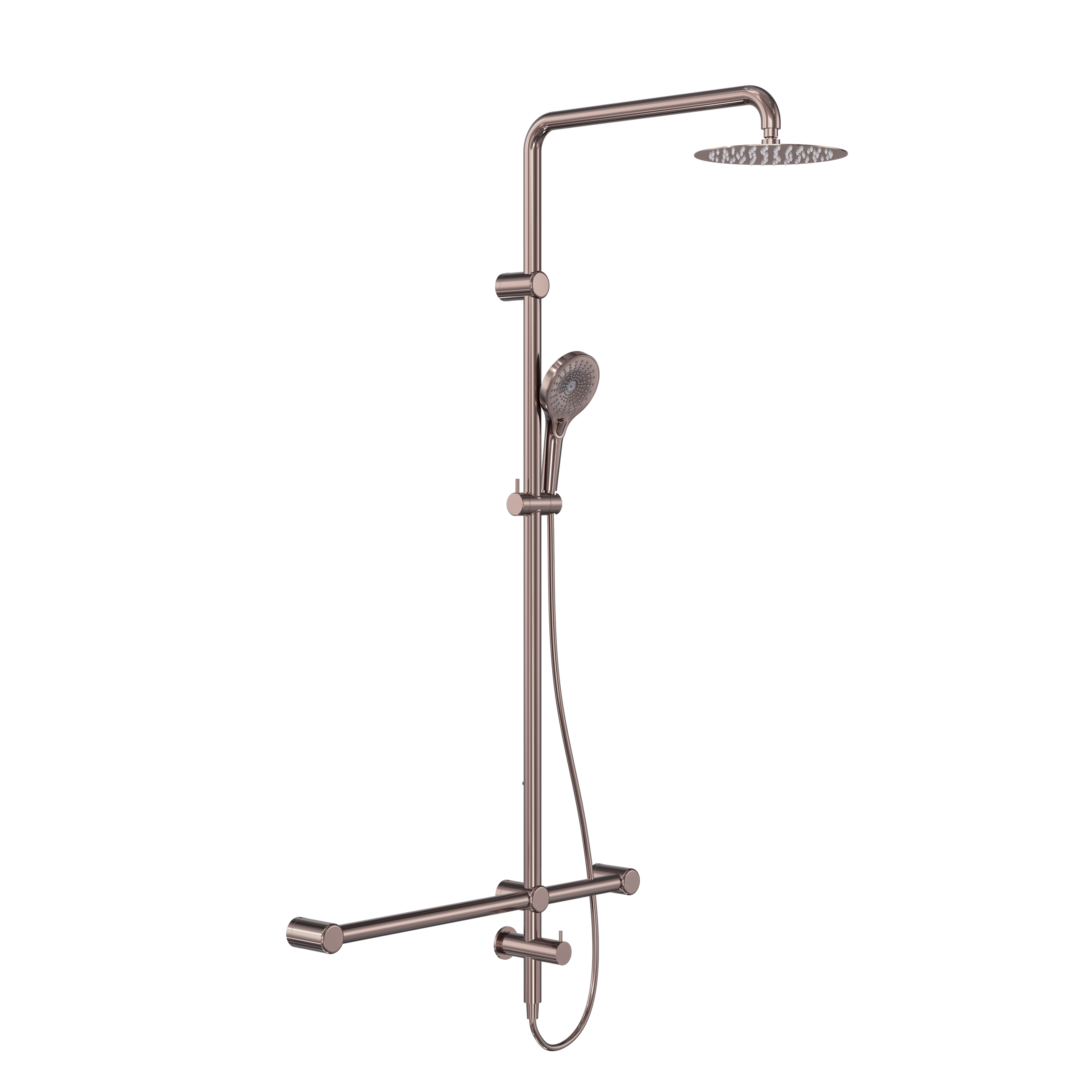Mecca Care 32mm T Bar Grab Rail 1100x750mm Twin Shower Set Brushed Bronze