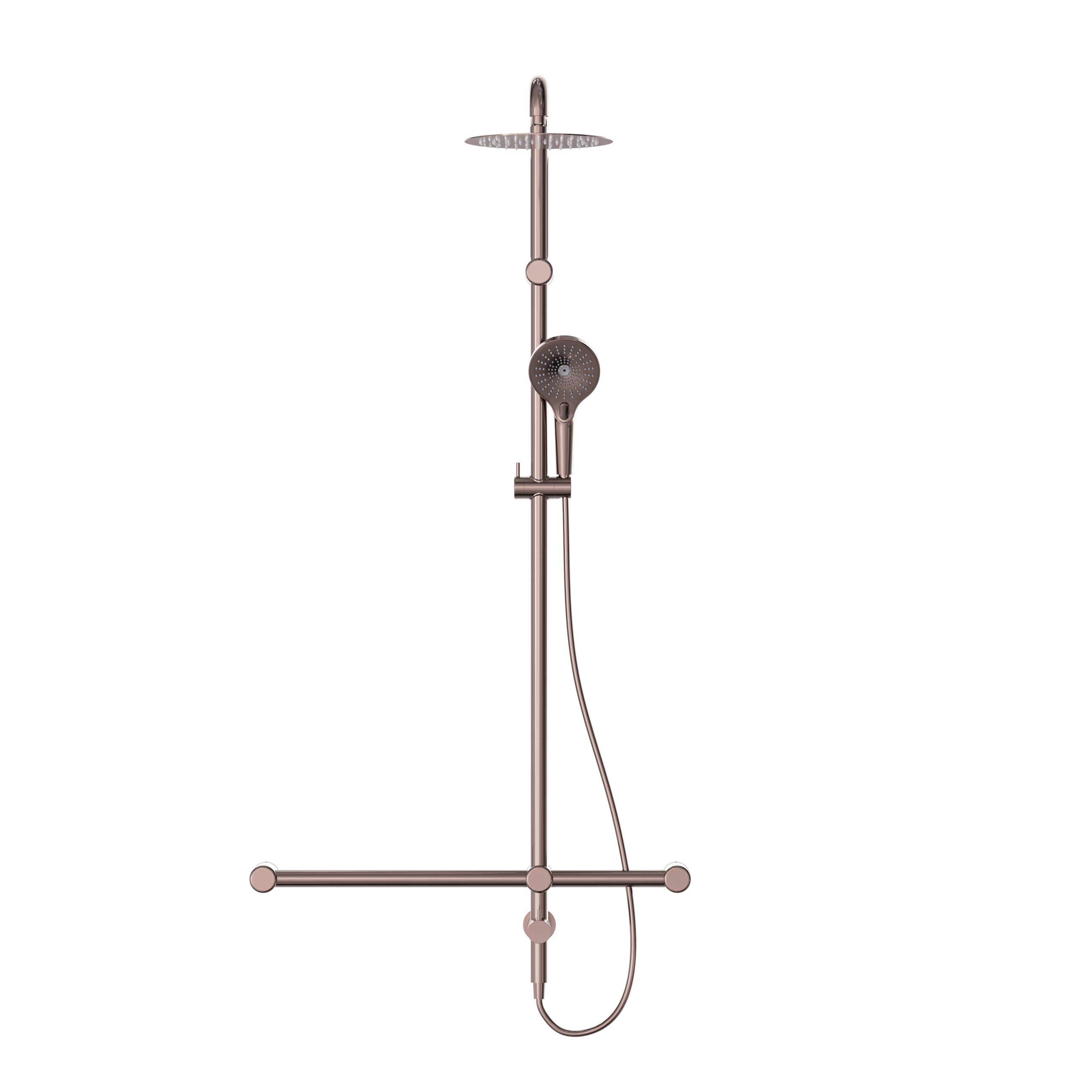 Mecca Care 32mm T Bar Grab Rail 1100x750mm Twin Shower Set Brushed Bronze