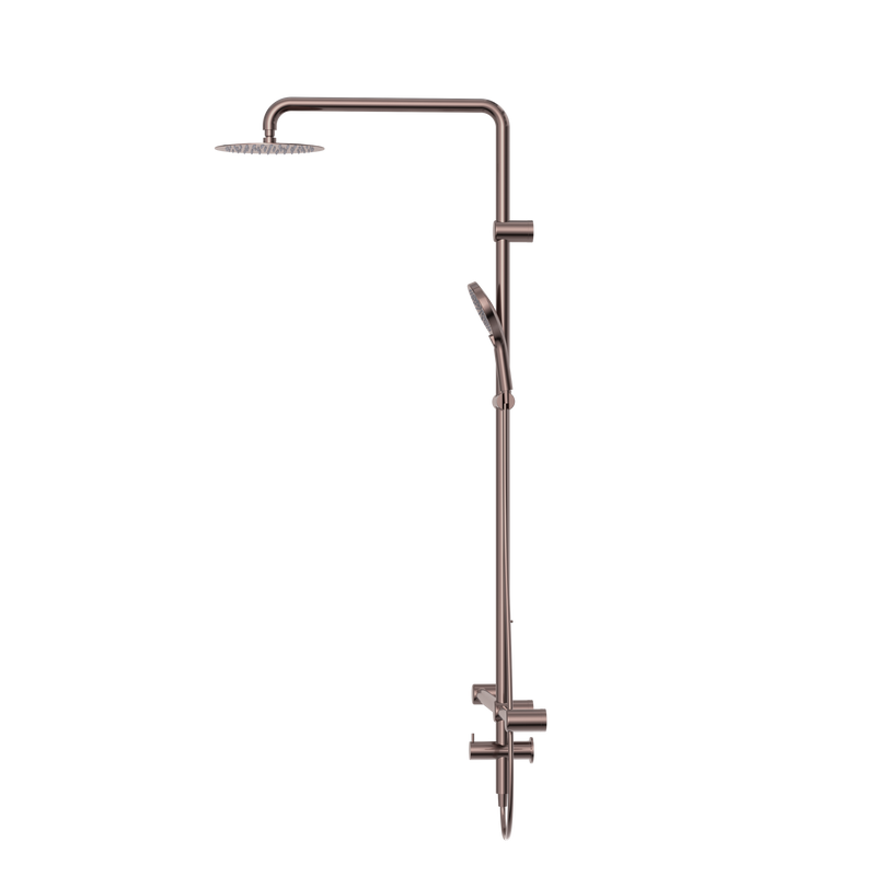 Mecca Care 32mm T Bar Grab Rail 1100x750mm Twin Shower Set Brushed Bronze