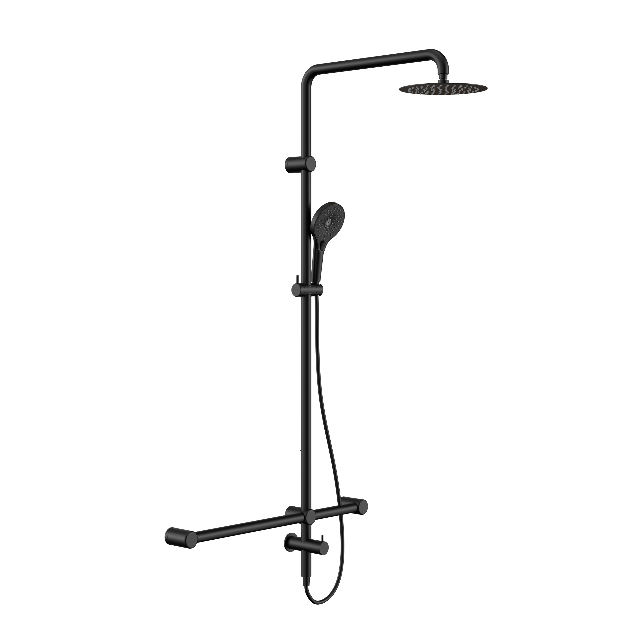 Mecca Care 32mm T Bar Grab Rail 1100x750mm Twin Shower Set Matte Black