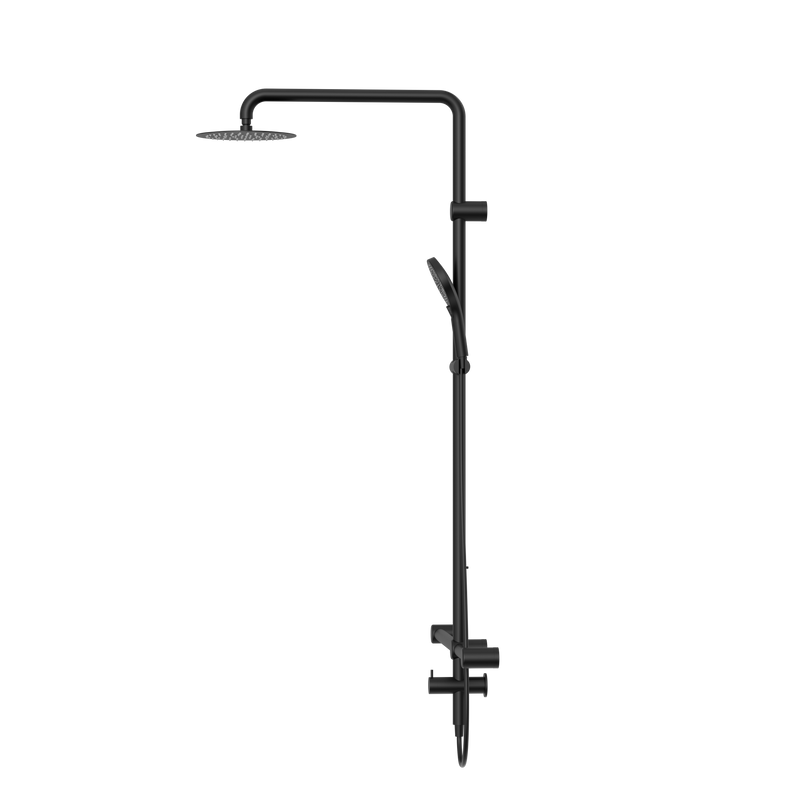 Mecca Care 32mm T Bar Grab Rail 1100x750mm Twin Shower Set Matte Black