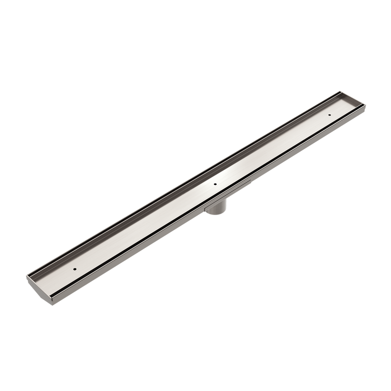 Tile Insert V Channel 900x82mm Floor Grate 50mm Outlet Brushed Nickel