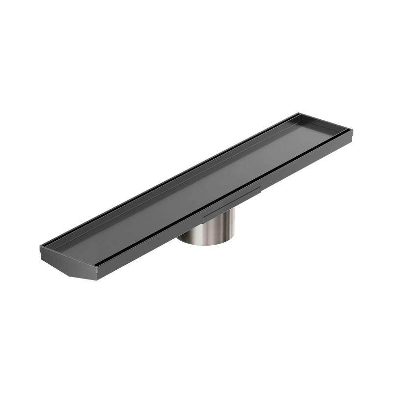 Tile Insert V Channel 600x106mm Floor Grate 90mm Outlet Gun Metal