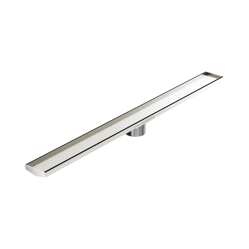 Tile Insert V Channel 1200x106mm Floor Grate 90mm Outlet Brushed Nickel