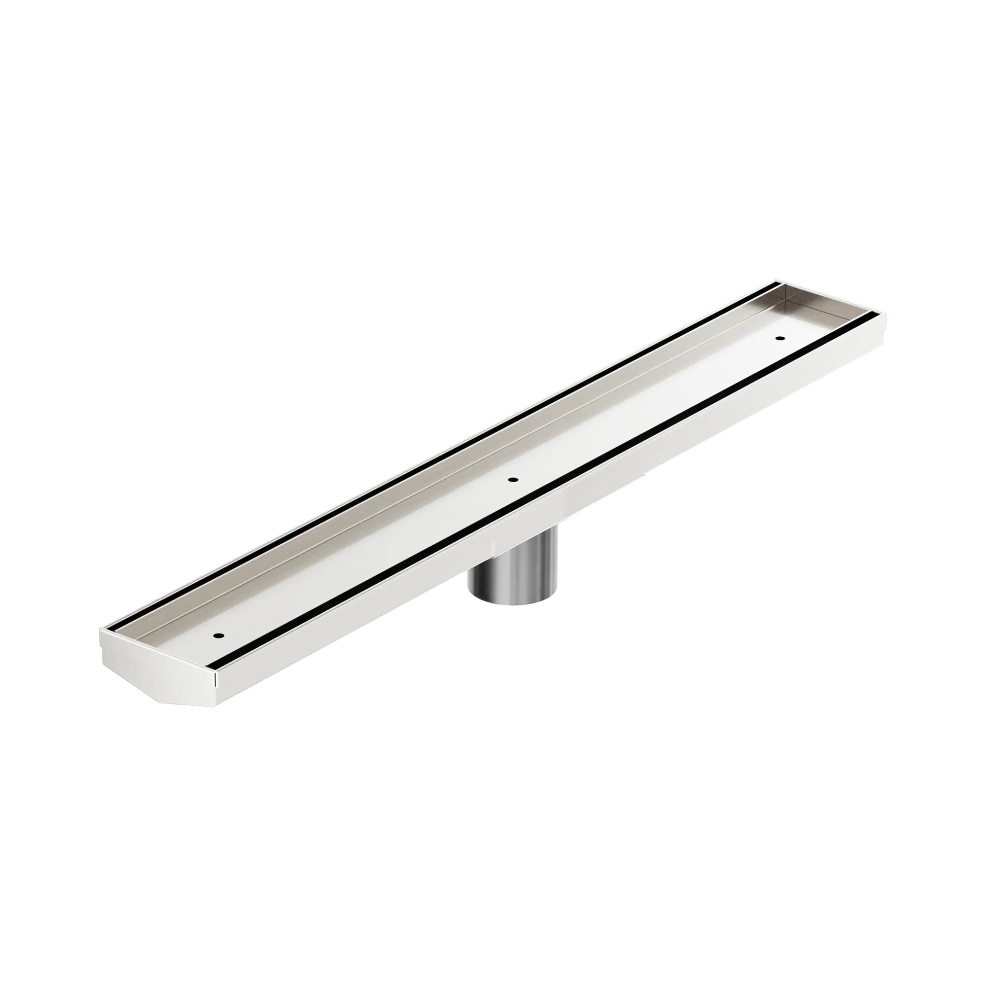Tile Insert V Channel 600x82mm Floor Grate 50mm Outlet Brushed Nickel
