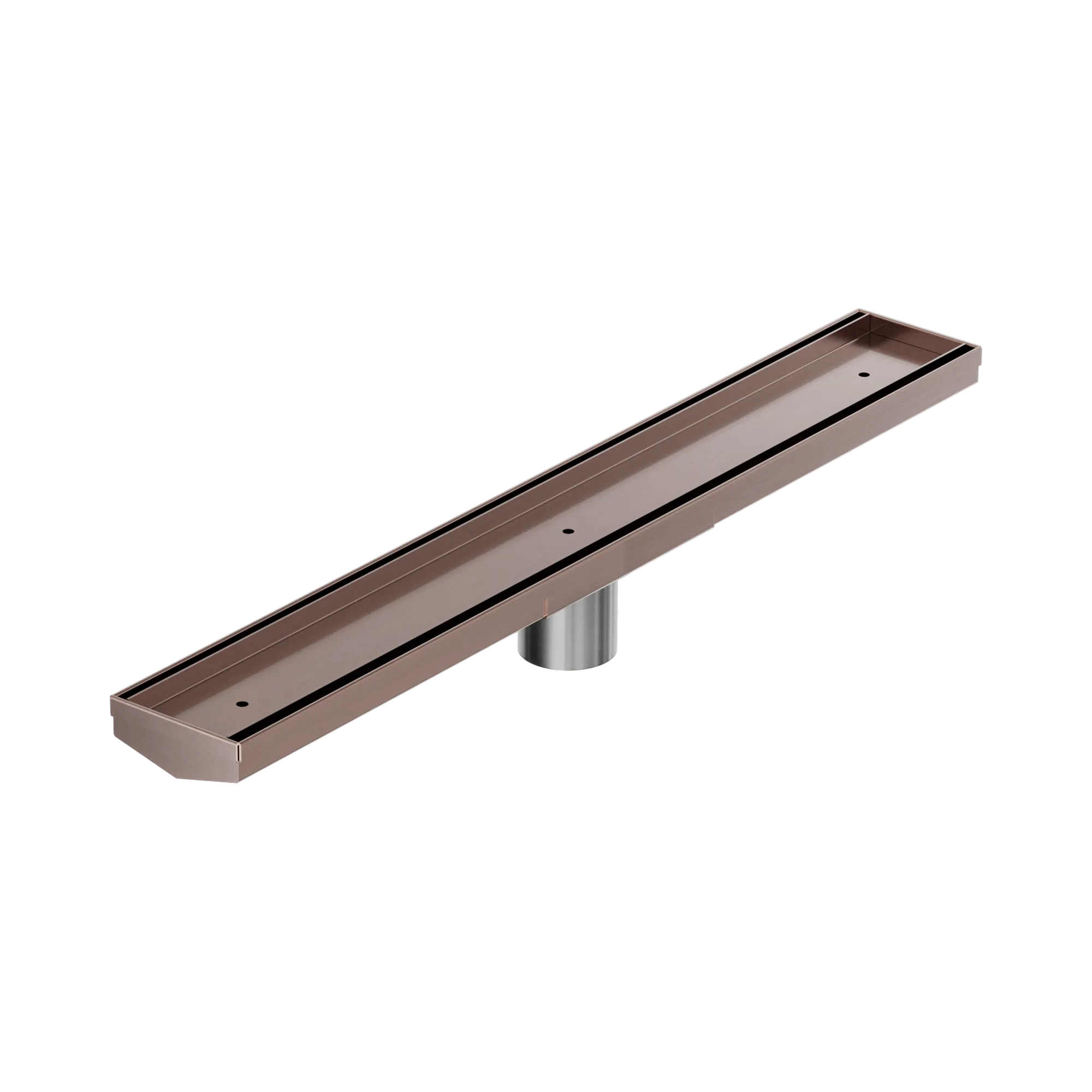 Tile Insert V Channel 600x82mm Floor Grate 50mm Outlet Brushed Bronze