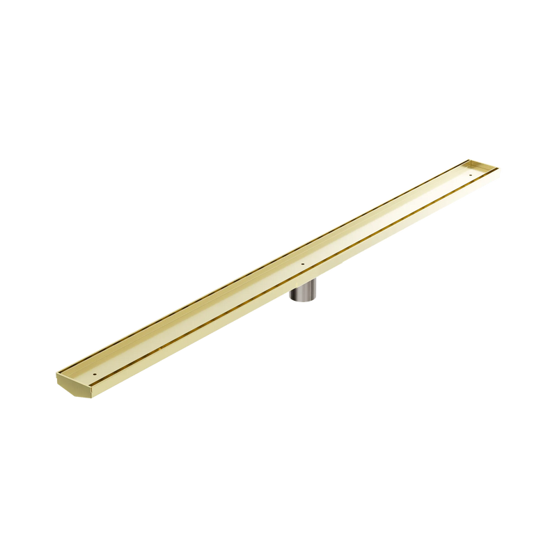 Tile Insert V Channel 1200x82mm Floor Grate 50mm Outlet Brushed Gold