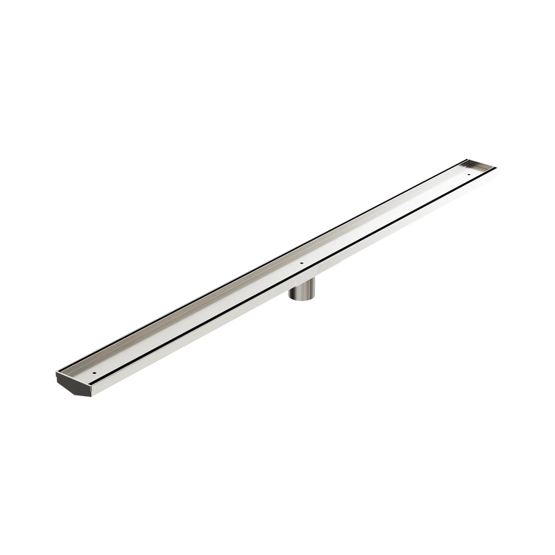 Tile Insert V Channel 1200x82mm Floor Grate 50mm Outlet Brushed Nickel