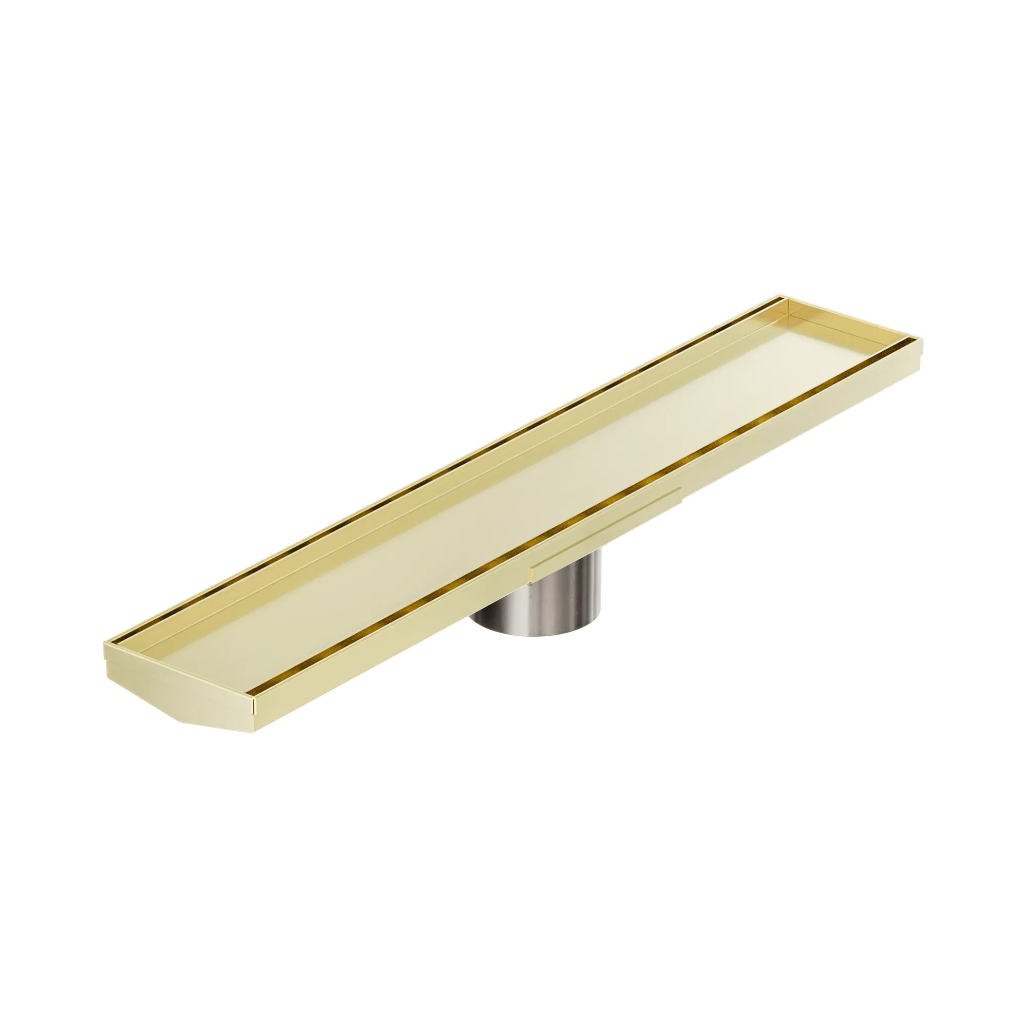 Tile Insert V Channel 600x106mm Floor Grate 80mm Outlet Brushed Gold