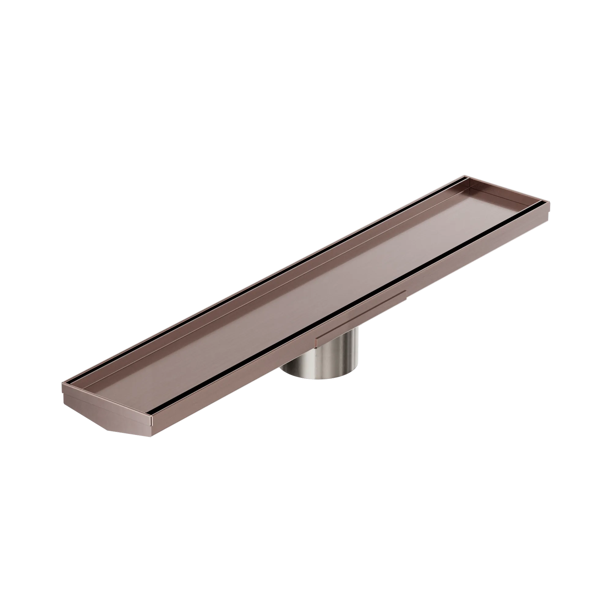Tile Insert V Channel 600x106mm Floor Grate 80mm Outlet Brushed Bronze
