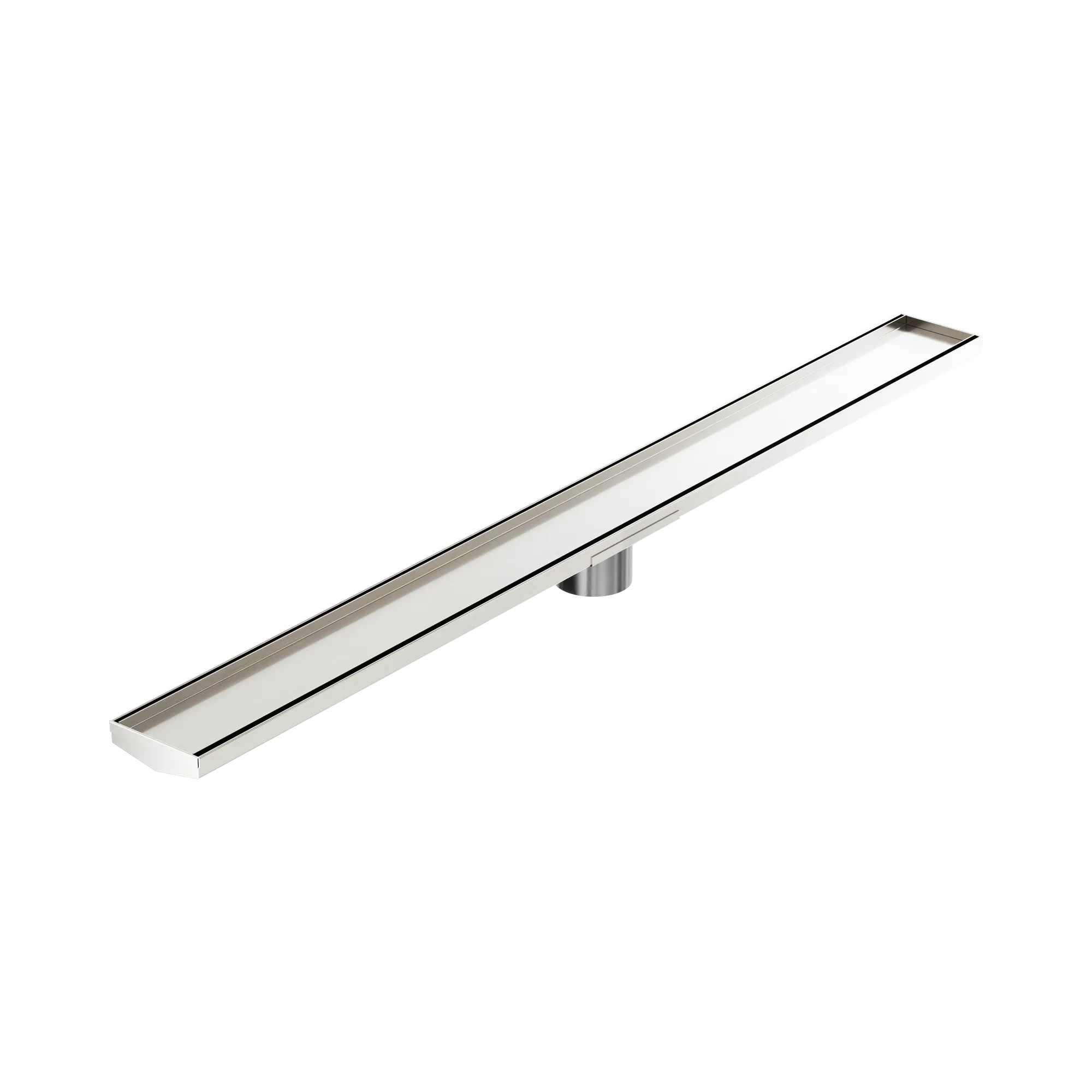 Tile Insert V Channel 1200x106mm Floor Grate 80mm Outlet Brushed Nickel