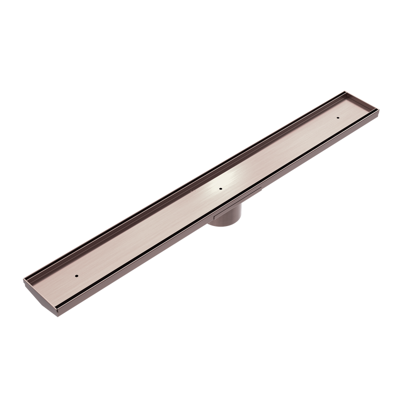 Tile Insert V Channel 800x82mm Floor Grate 50mm Outlet Brushed Bronze
