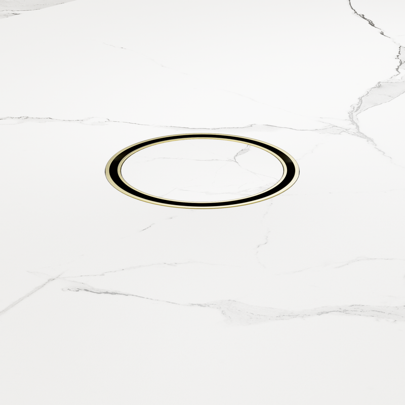 100mm Round Tile Insert Floor Waste 50mm Outlet Brushed Gold