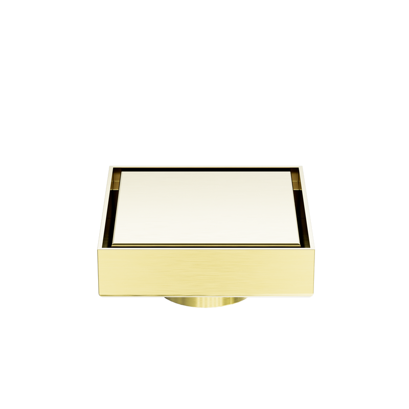 100mm Square Tile Insert Floor Waste 50mm Outlet Brushed Gold