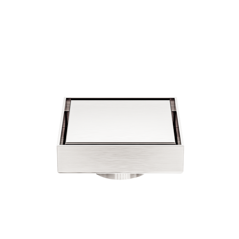 100mm Square Tile Insert Floor Waste 50mm Outlet Brushed Nickel