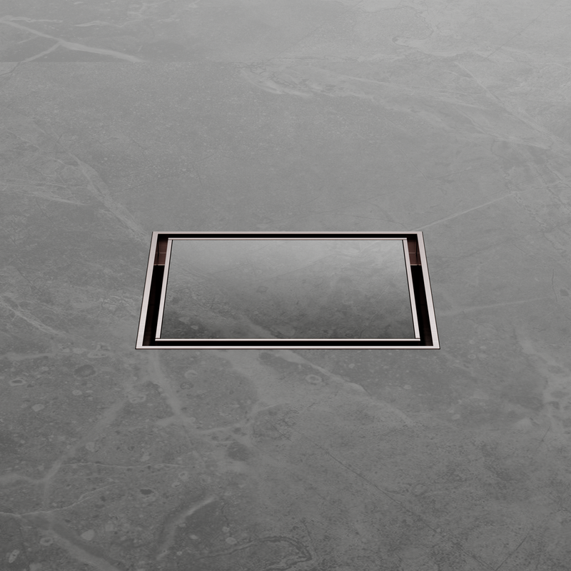 100mm Square Tile Insert Floor Waste 50mm Outlet Brushed Bronze