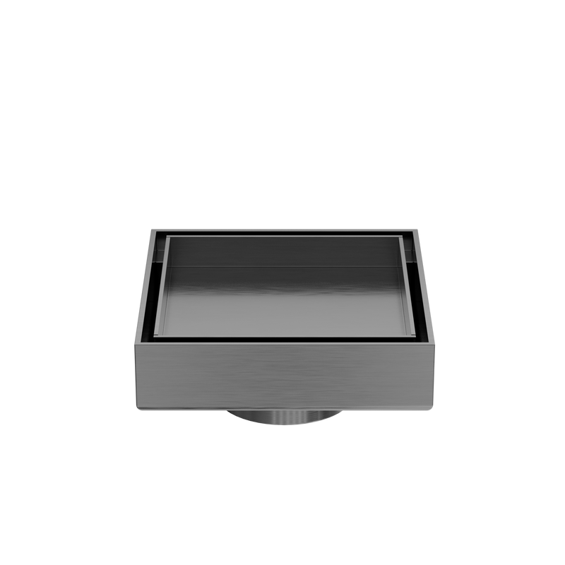 100mm Square Tile Insert Floor Waste 50mm Outlet Gun Metal
