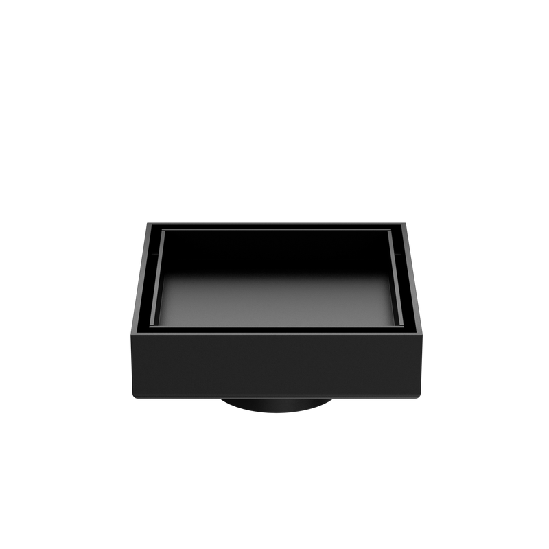 100mm Square Tile Insert Floor Waste 50mm Outlet Matte Black