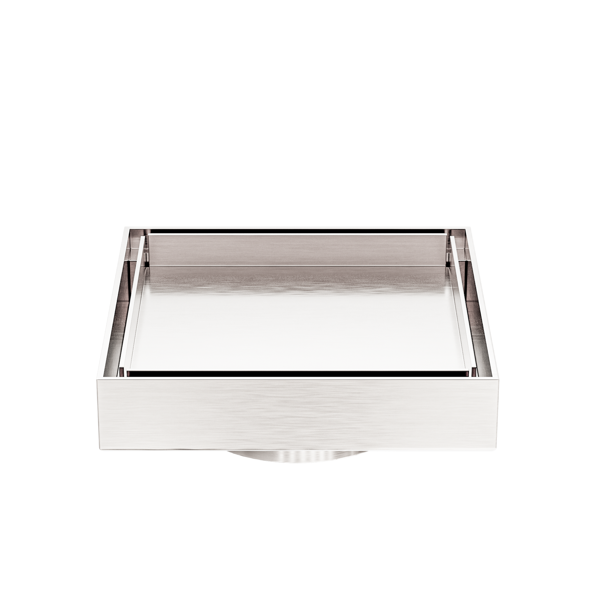 130mm Square Tile Insert Floor Waste 80mm Outlet Brushed Nickel