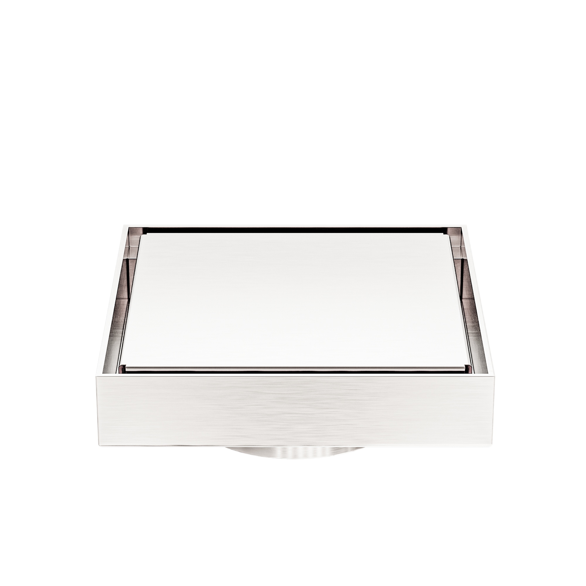 130mm Square Tile Insert Floor Waste 80mm Outlet Brushed Nickel