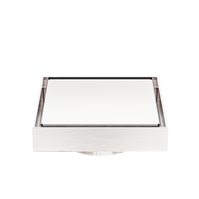 130mm Square Tile Insert Floor Waste 80mm Outlet Brushed Nickel