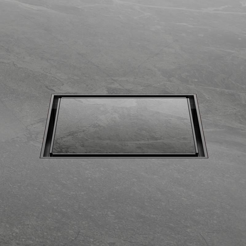 130mm Square Tile Insert Floor Waste 80mm Outlet Gun Metal