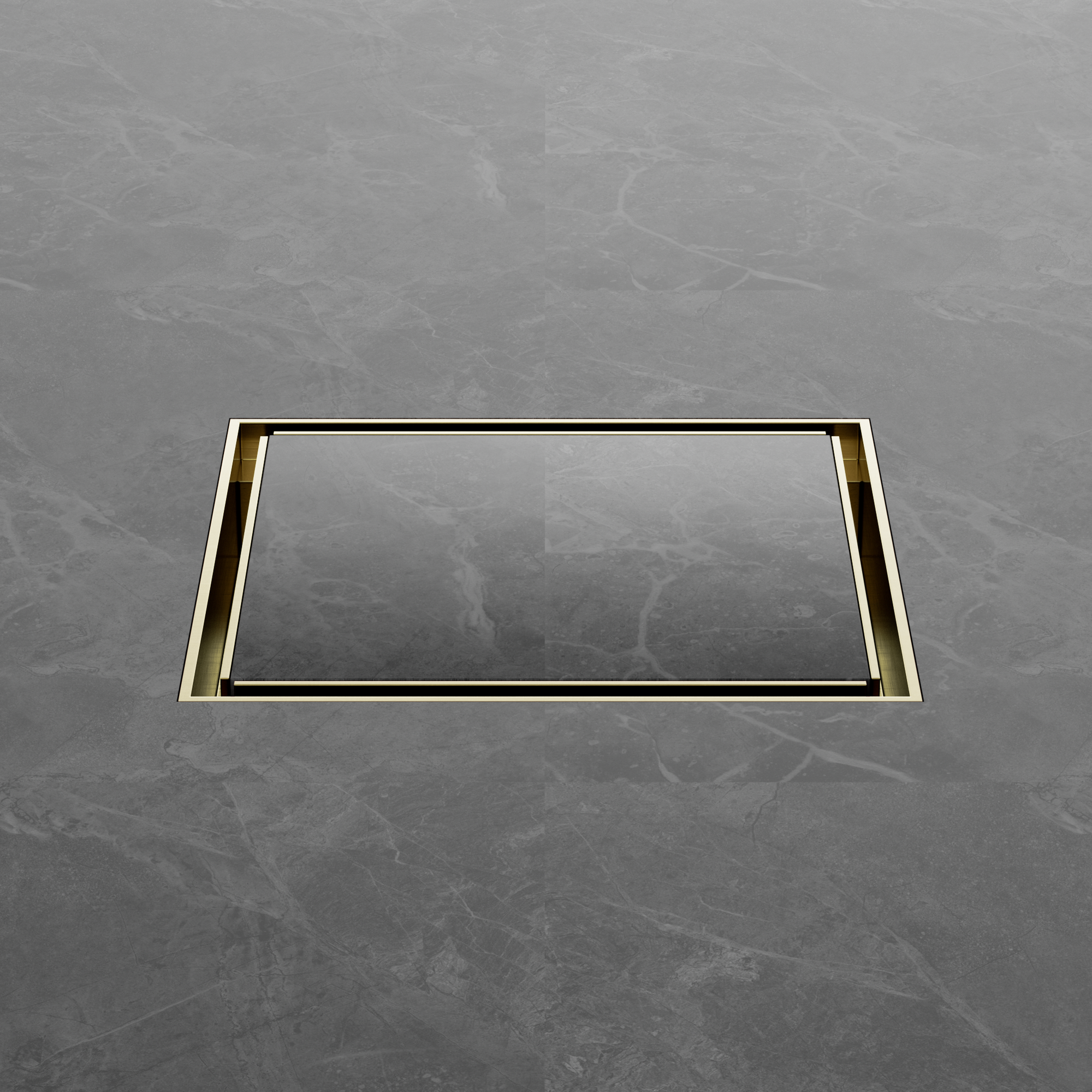 130mm Square Tile Insert Floor Waste 100mm Outlet Brushed Gold