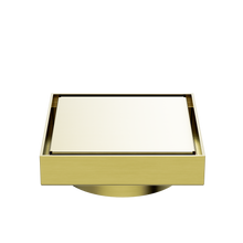 130mm Square Tile Insert Floor Waste 100mm Outlet Brushed Gold