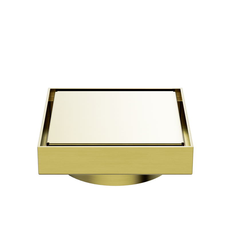 130mm Square Tile Insert Floor Waste 100mm Outlet Brushed Gold