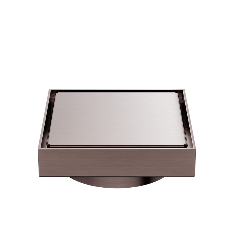 130mm Square Tile Insert Floor Waste 100mm Outlet Brushed Bronze
