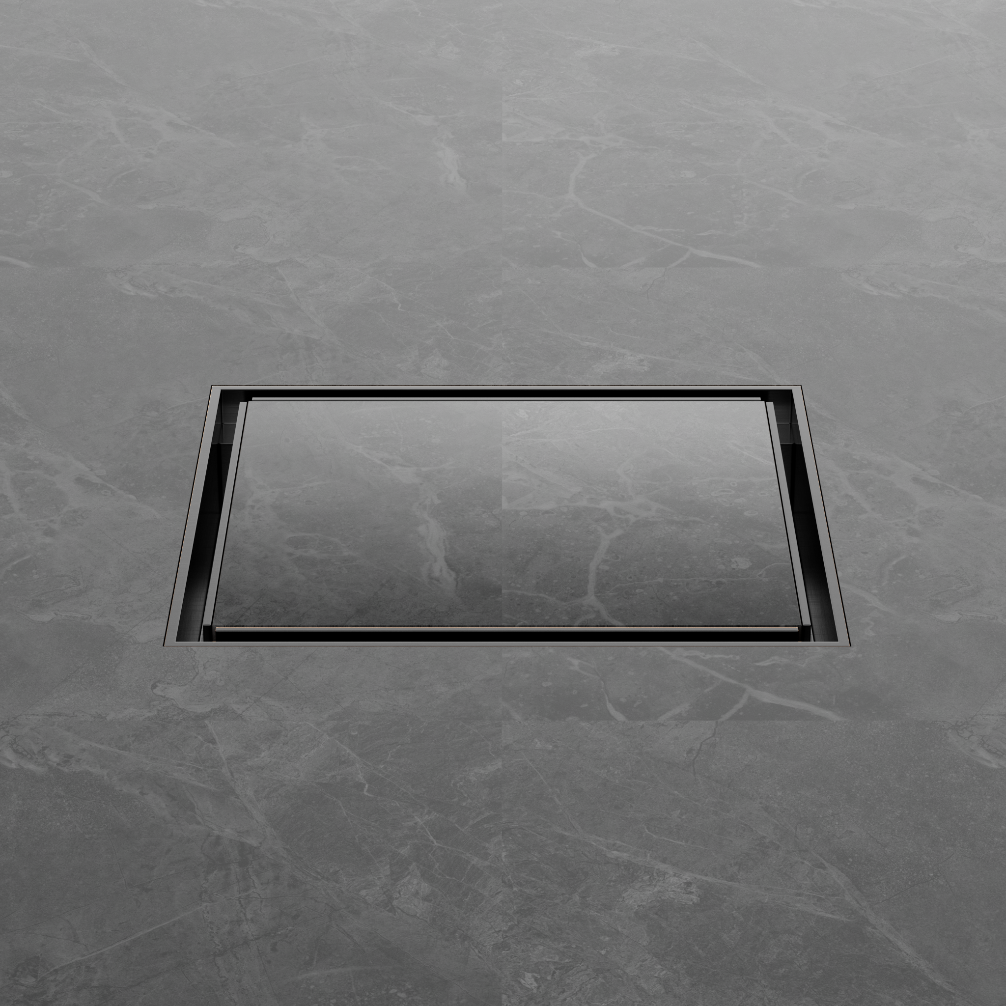 130mm Square Tile Insert Floor Waste 100mm Outlet Gun Metal