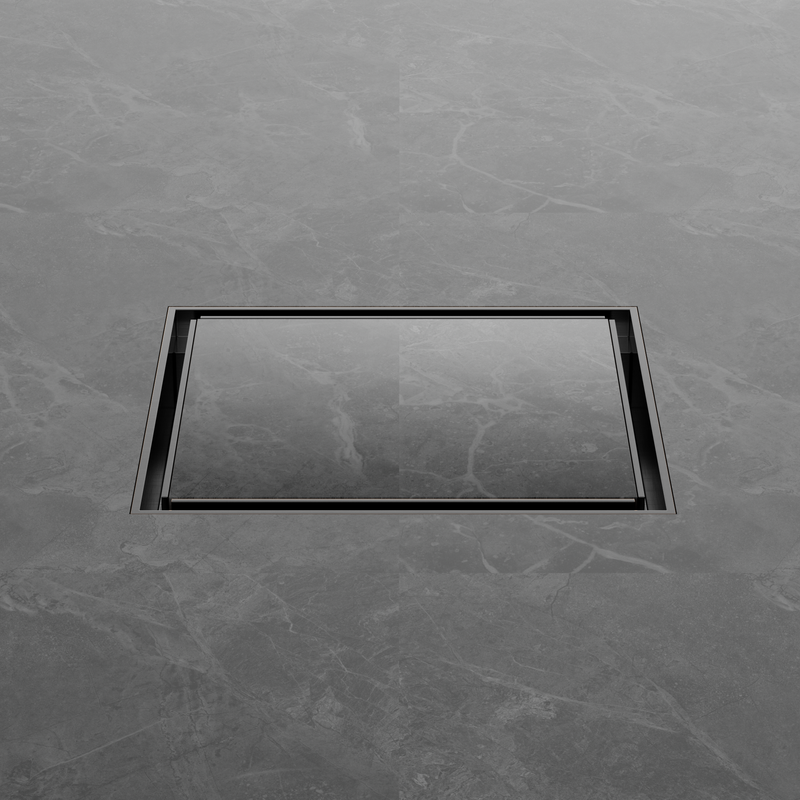 130mm Square Tile Insert Floor Waste 100mm Outlet Gun Metal