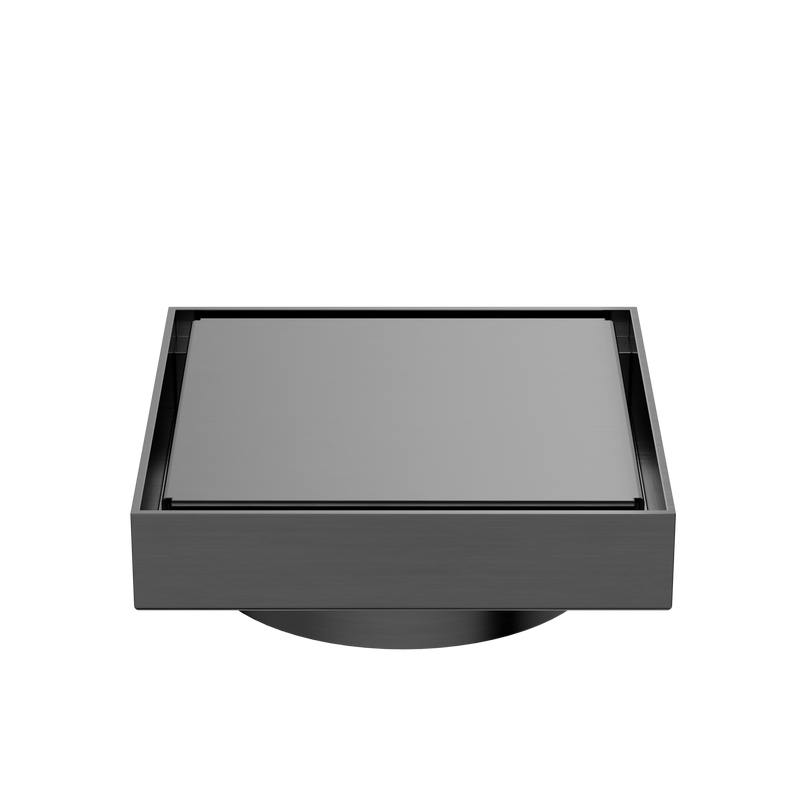 130mm Square Tile Insert Floor Waste 100mm Outlet Gun Metal