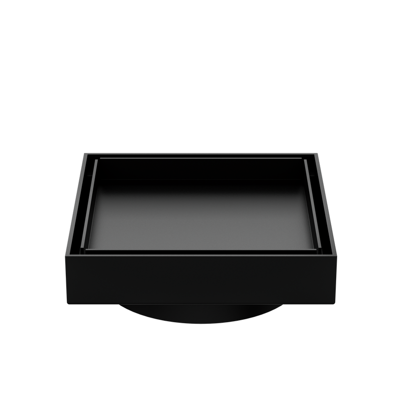 100mm Square Tile Insert Floor Waste 80mm Outlet Matte Black