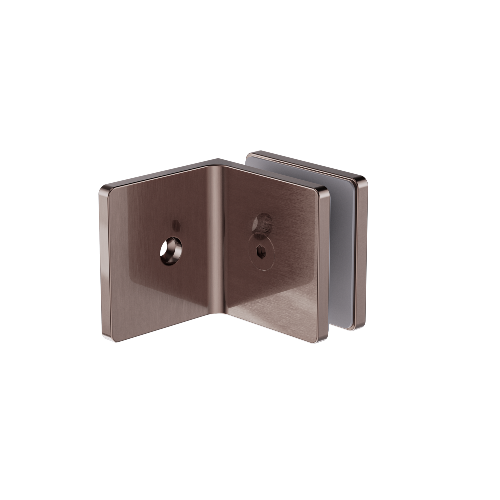 90 Degree Glass To Wall Bracket 10mm Glass Brushed Bronze