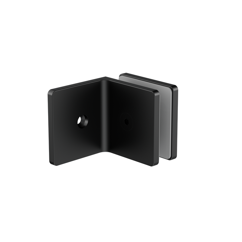 90 Degree Glass To Wall Bracket 10mm Glass Matte Black